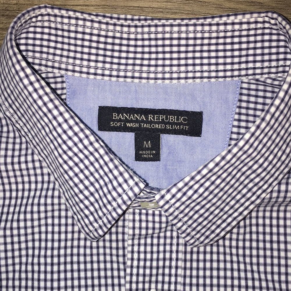 Banana Republic Blue Check Plaid LS shirt Slim fit